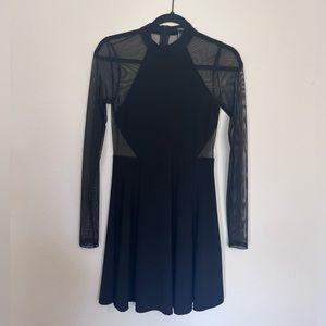 black long sleeve sheer back/sleeve dress